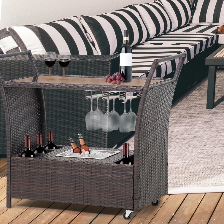 Rattan bar table with ice online bucket